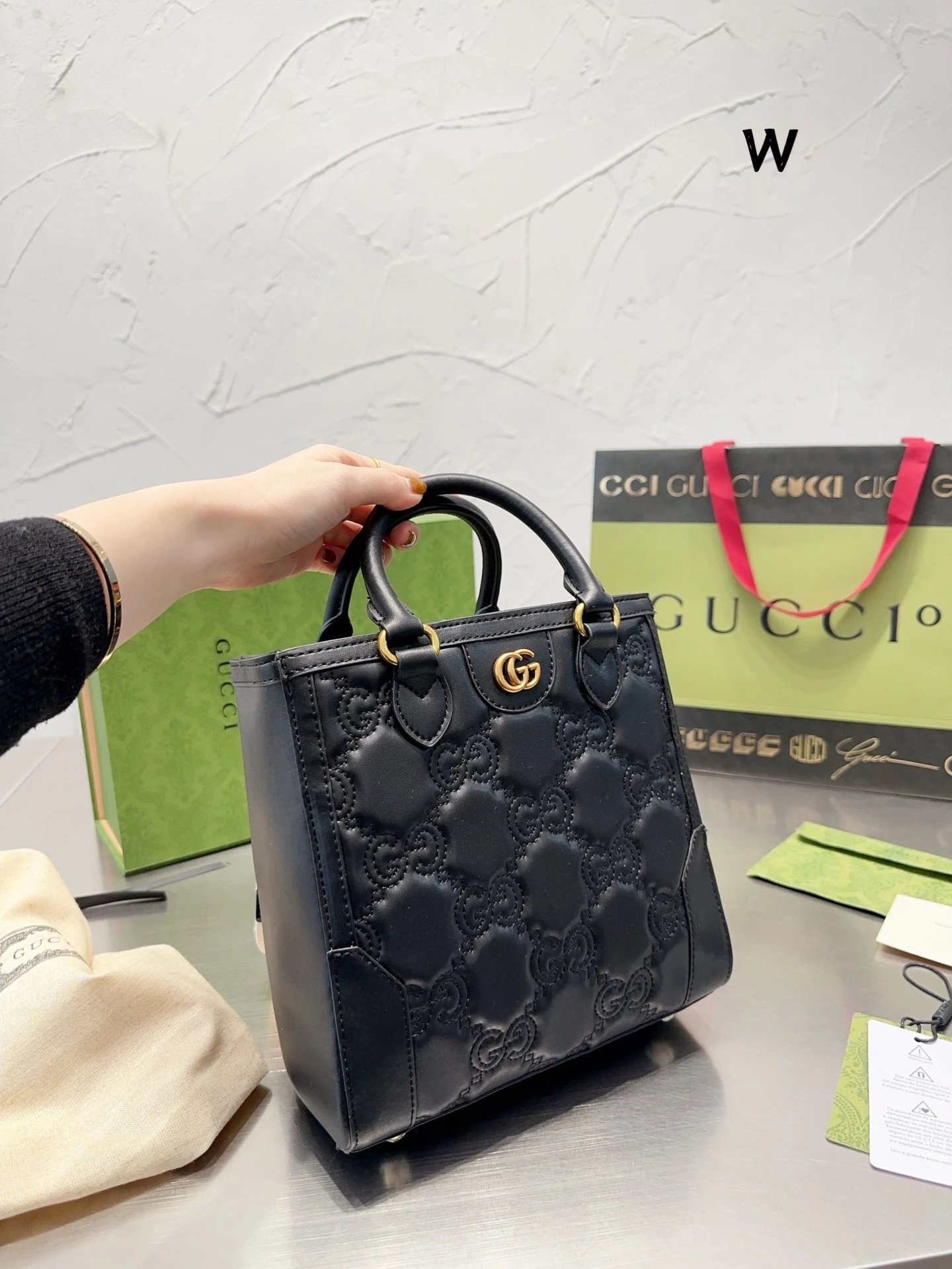Gucci Ophidia GG Tote Bag Beige Brown with Web Stripe Handbag - 10