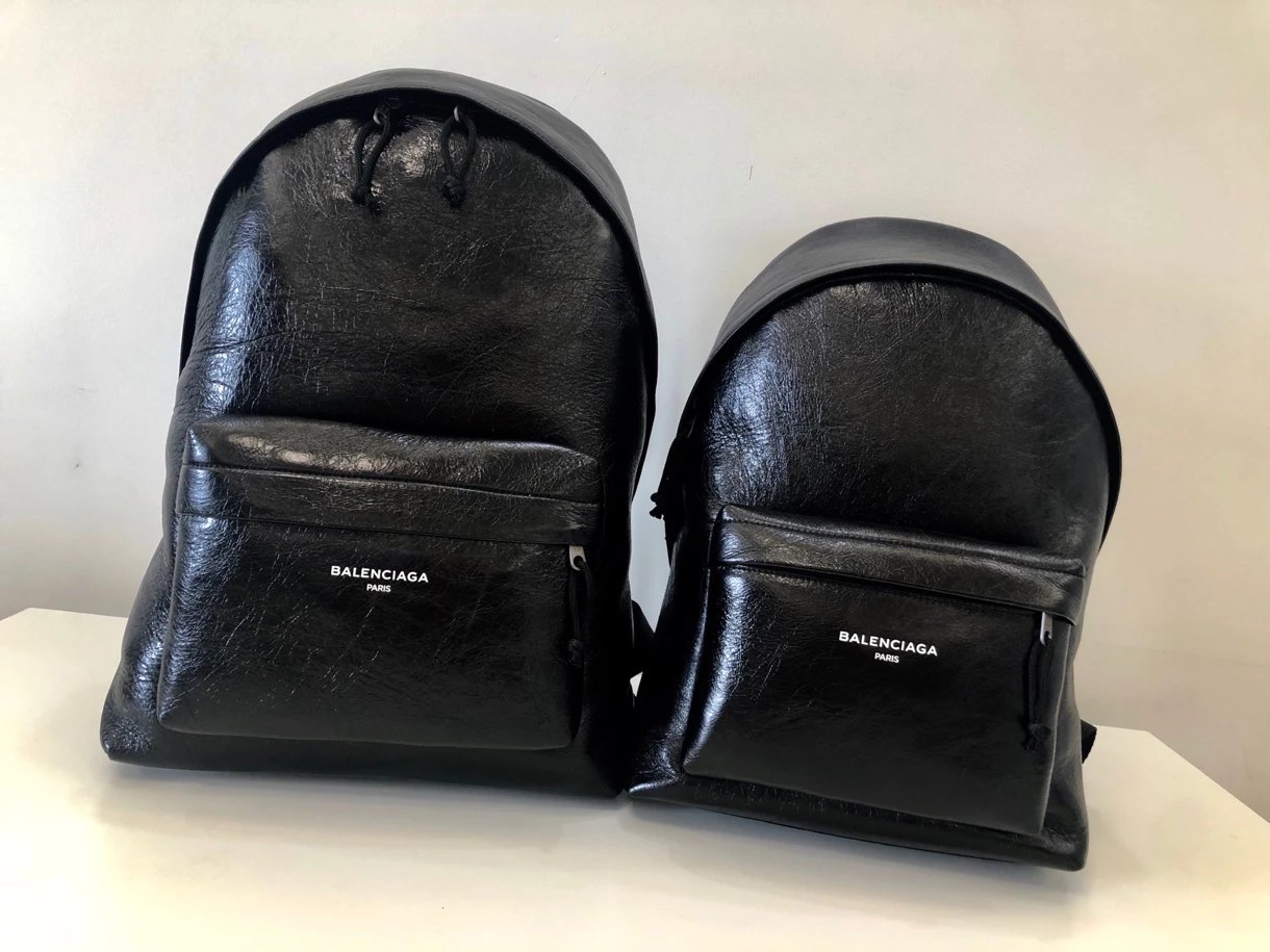 Balenciaga Hourglass Crumpled Leather Black Duffle Bag - 15