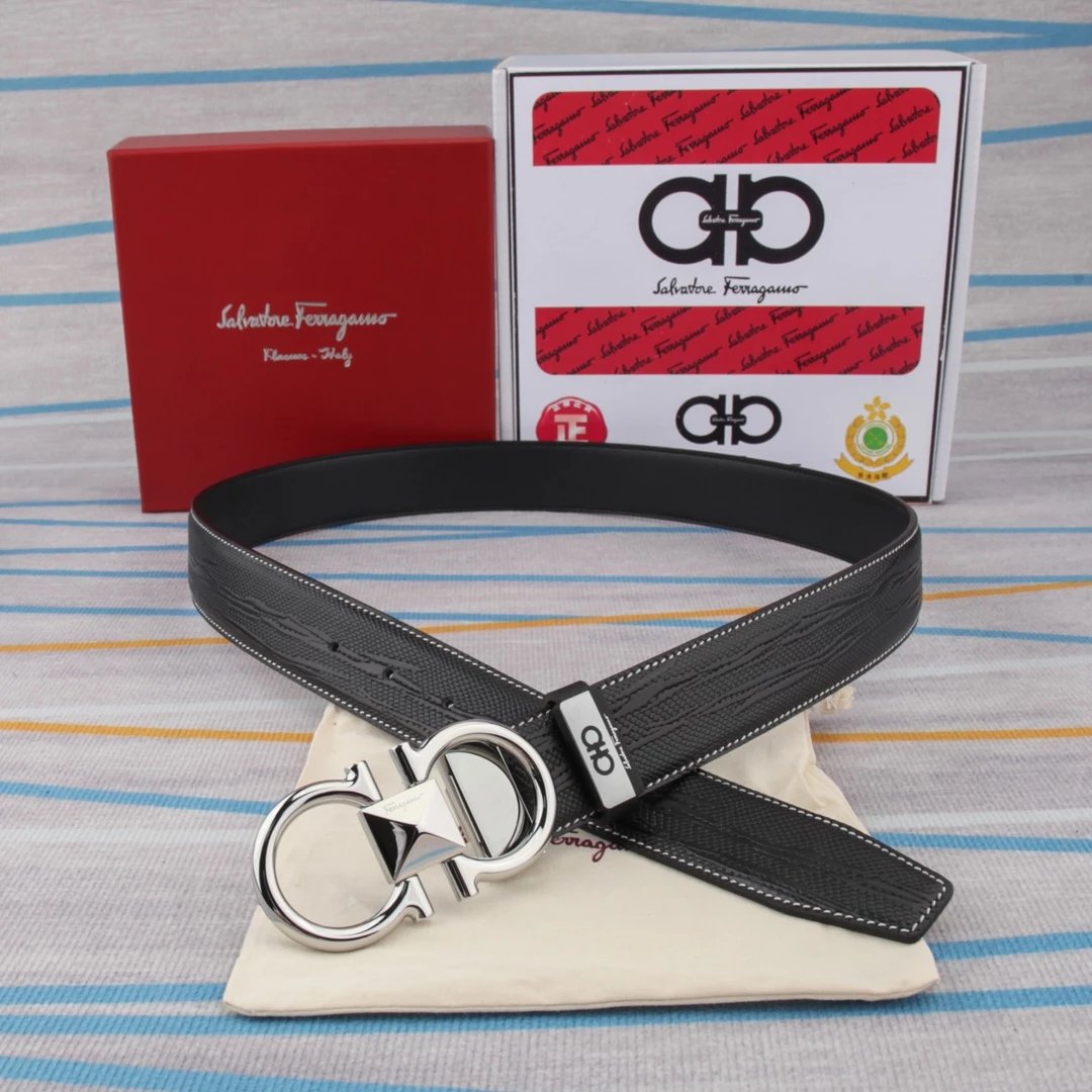 Salvatore Ferragamo Gancini Belt Black Leather Belt - 11