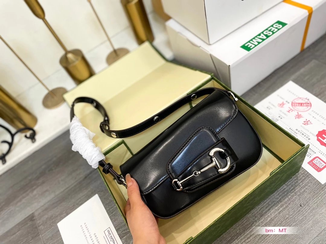 Gucci Horsebit 1955 Mini Bag Black Leather Chain Shoulder Bag - 4