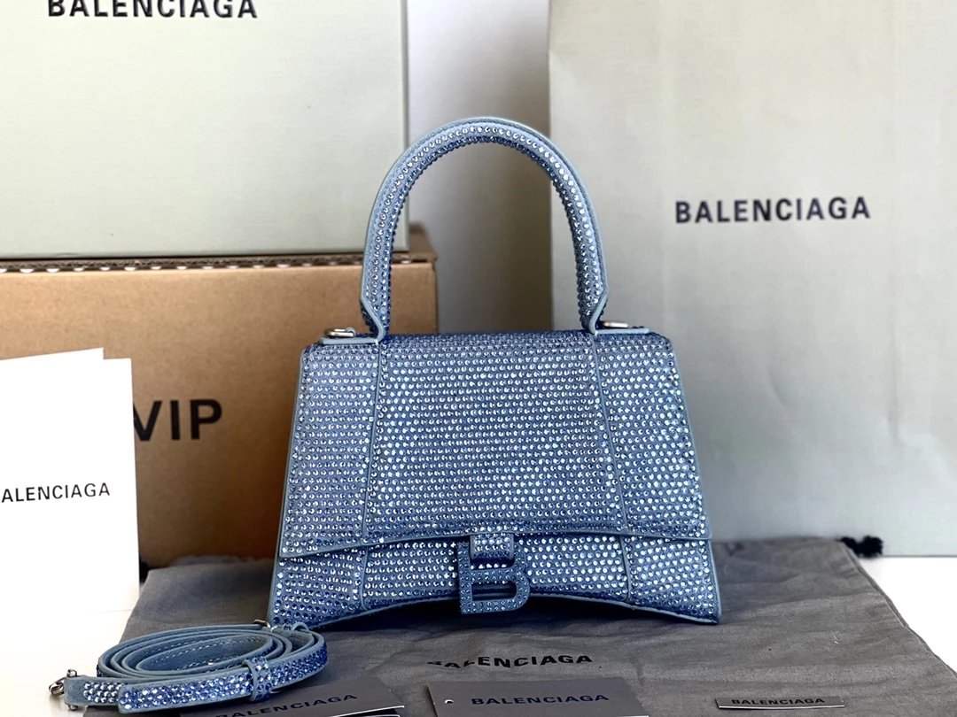 Balenciaga Hourglass Mini White Croc-Embossed Chain Bag Shoulder Bags - 3