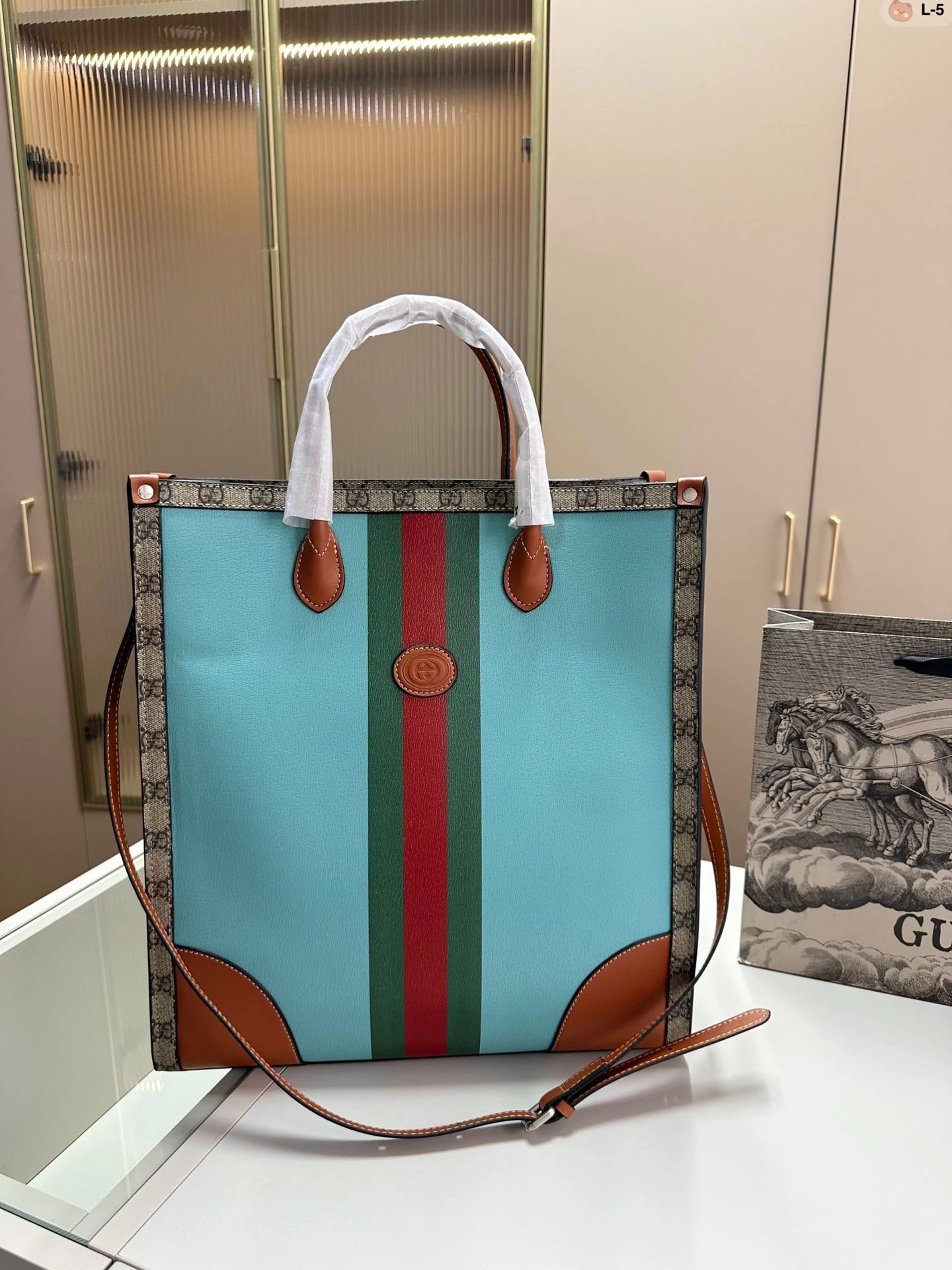 Gucci Ophidia GG Small and Medium Tote Bag Beige Canvas with Web Stripe Handbags - 12