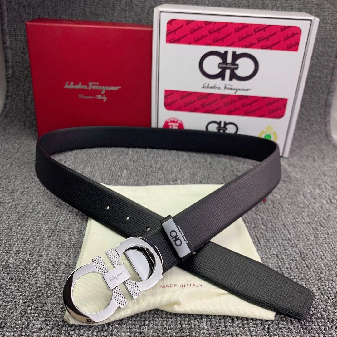 Salvatore Ferragamo Gancini Double G Buckle Tan Leather Belt - 10