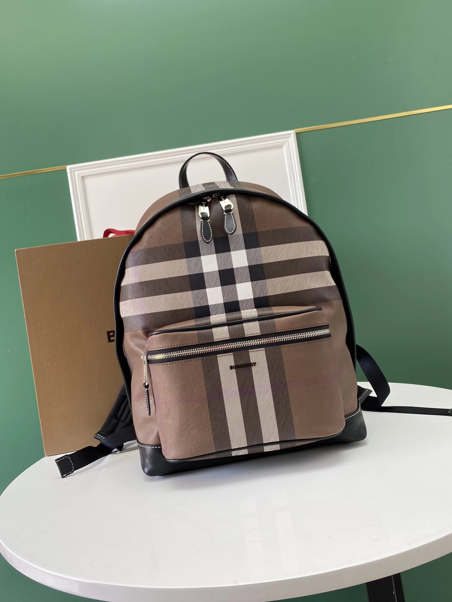 Burberry Thomas Bear Check Drawstring Backpack Beige Mini Backpack - 8