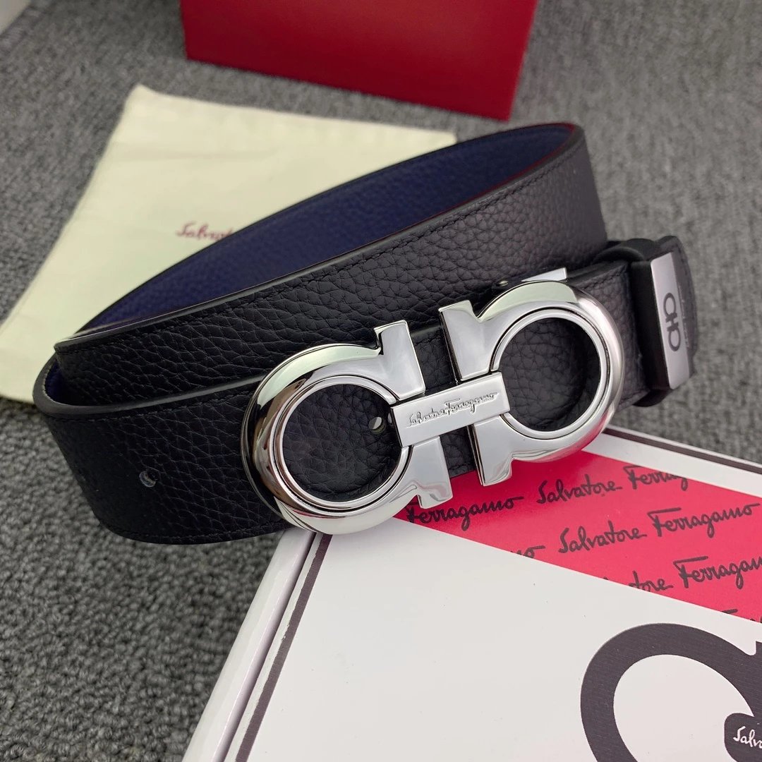 Salvatore Ferragamo Gancini Double G Buckle Tan Leather Belt - 12