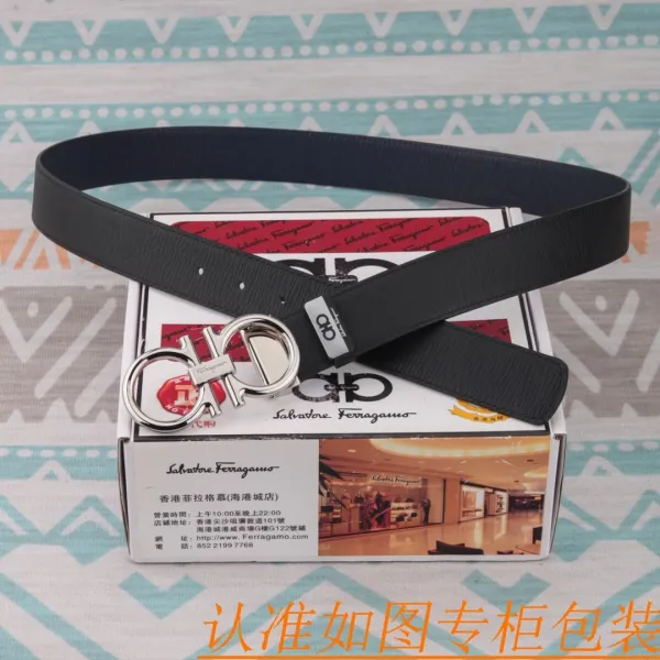 Salvatore Ferragamo Gancini Belt Black Leather Belt - 2
