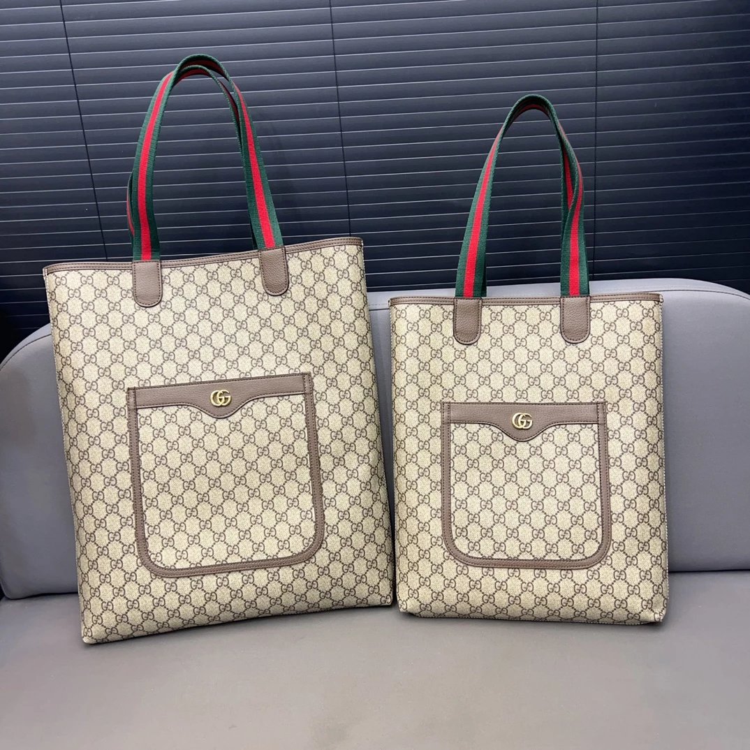 Gucci GG Marmont Tote Bag Beige and Gray Monogram Canvas Handbag - 2