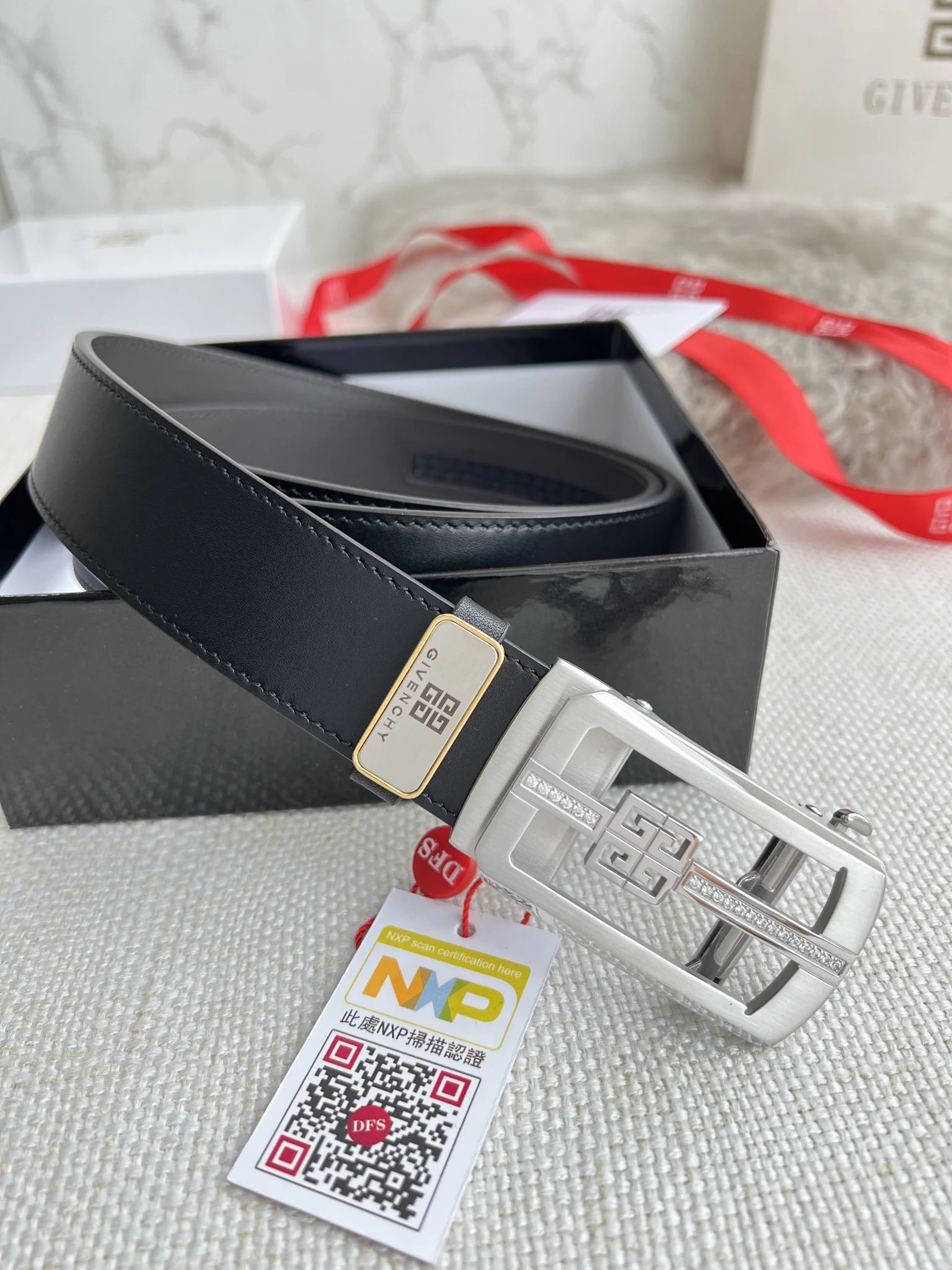 Givenchy 4G Logo Buckle Belt Black Leather Belt - 2