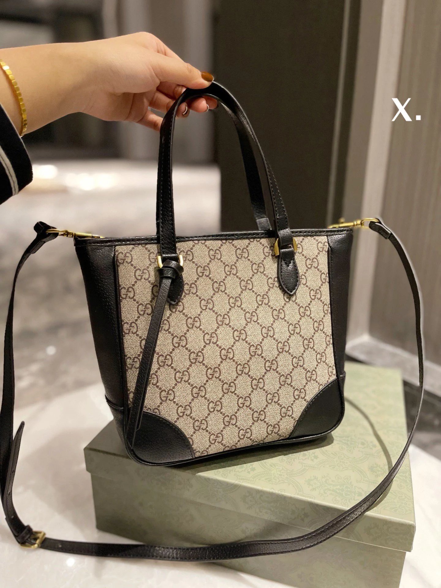 Gucci Ophidia GG Tote Bag Beige Brown with Web Stripe Handbag - 13
