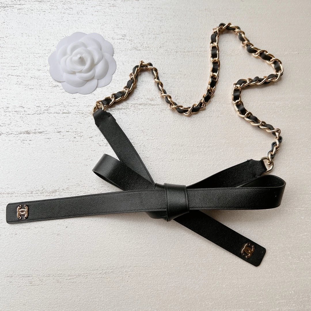 Chanel CC Logo Belt Pink Leather Belt - 14