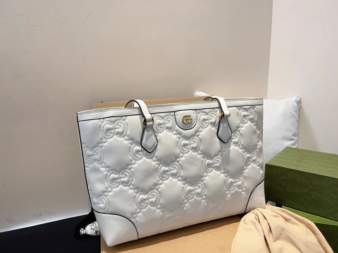 Gucci Bamboo Top Handle Tote in Tan with Sky Blue Trim and Web Strap Handbags - 2