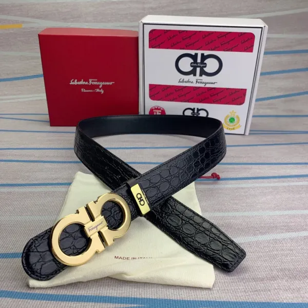 Salvatore Ferragamo Gancini Belt Black Leather Belt - 3