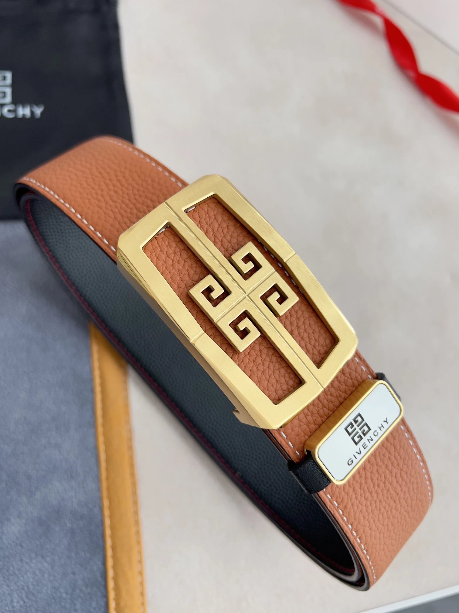 Givenchy 4G Logo Buckle Belt Black Leather Belt - 8