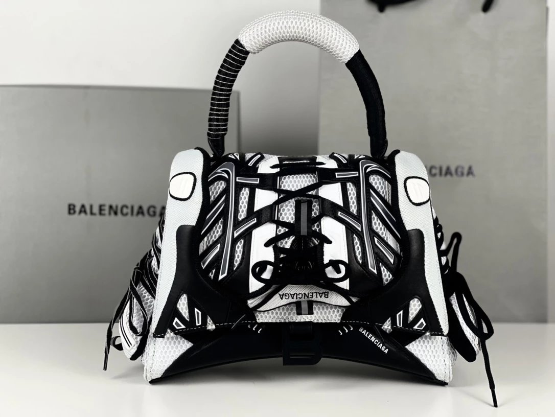 Balenciaga Hourglass Mini White Croc-Embossed Chain Bag Shoulder Bags - 2
