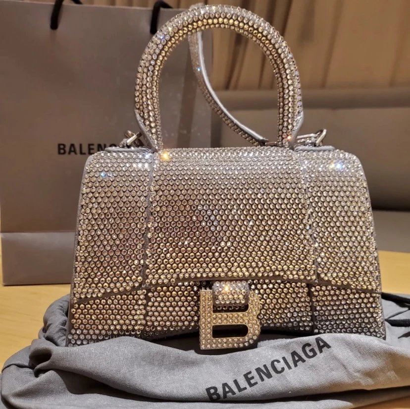 Balenciaga Hourglass Mini White Croc-Embossed Chain Bag Shoulder Bags - 7