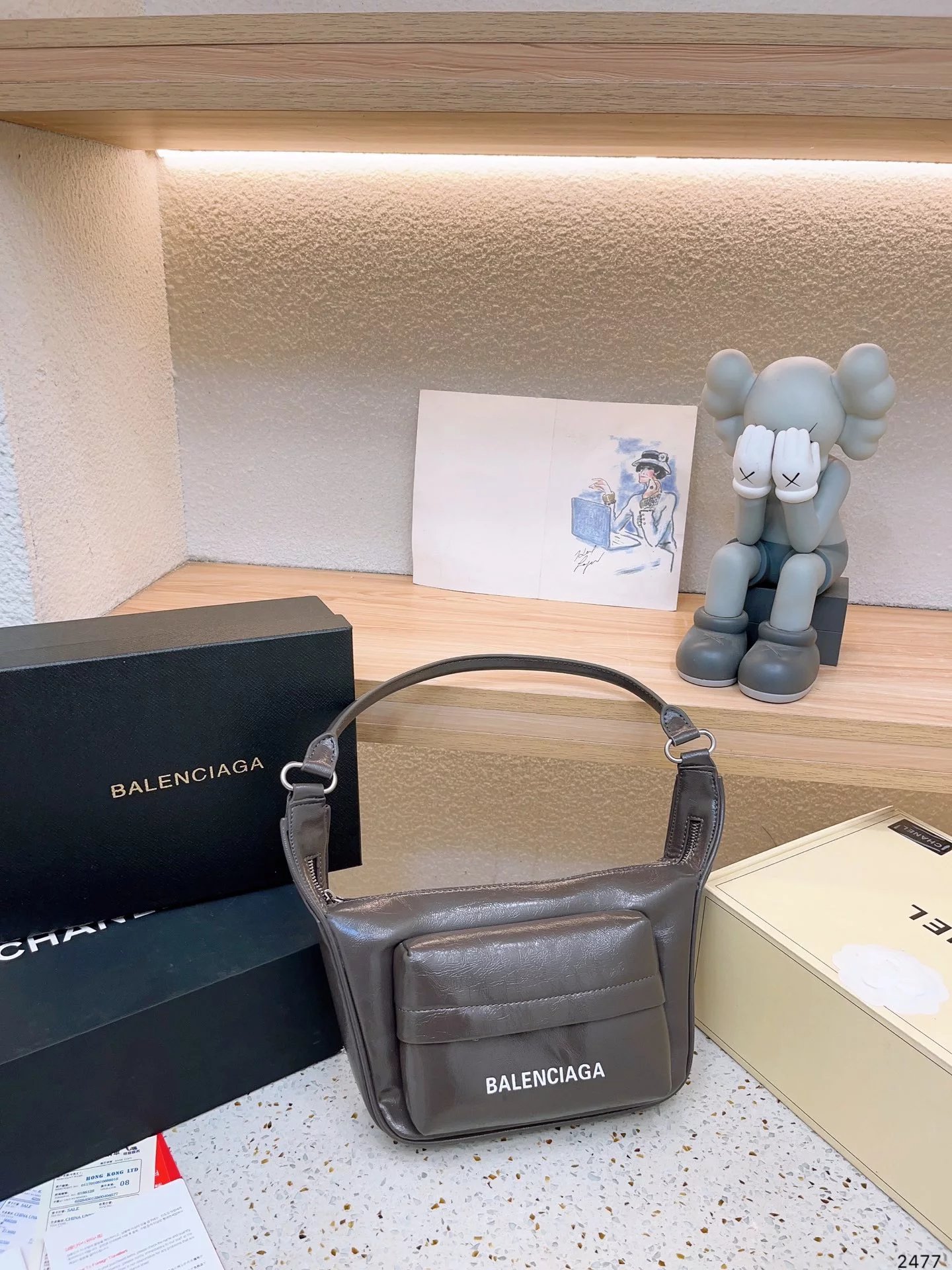 Balenciaga Hourglass Mini Crossbody Bag Gray