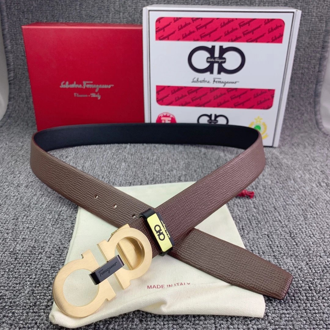 Salvatore Ferragamo Gancini Double G Buckle Tan Leather Belt - 5