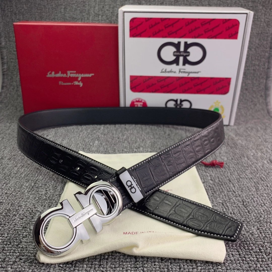 Salvatore Ferragamo Gancini Double G Buckle Tan Leather Belt - 4