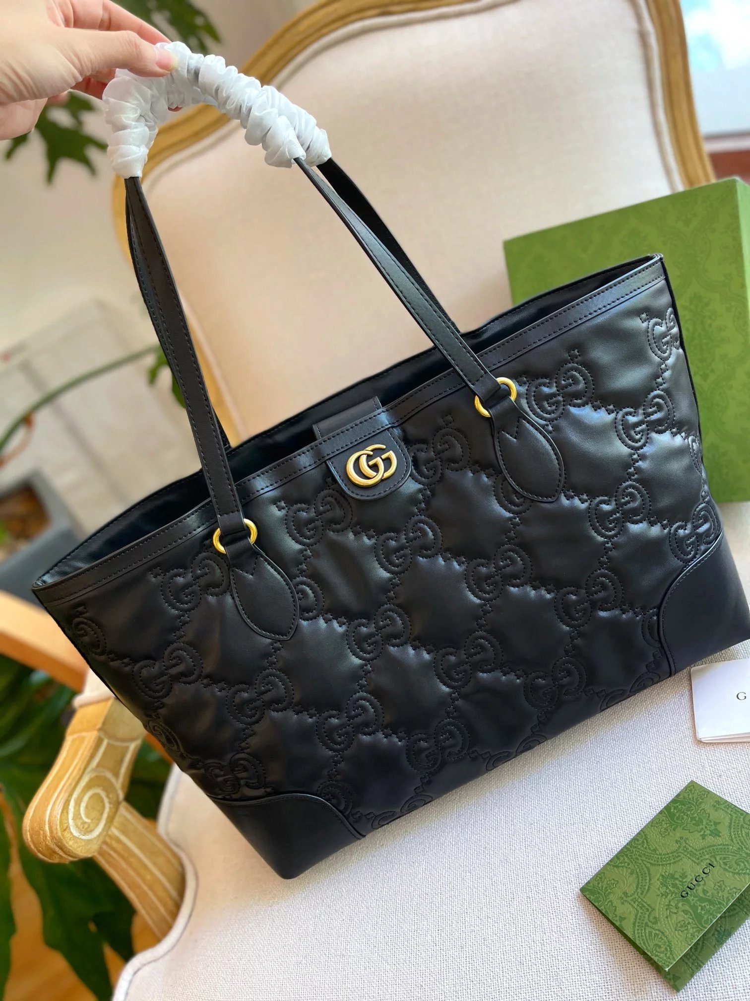 Gucci Mini Marmont Crystal-Embellished Beige Tote Bag - 2