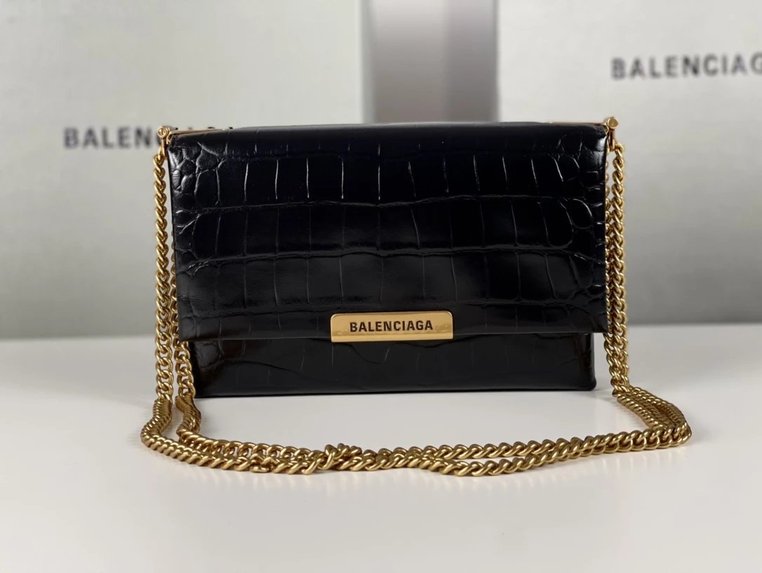 Balenciaga Hourglass Mini Black Quilted Chain Bag Shoulder Bags - 9