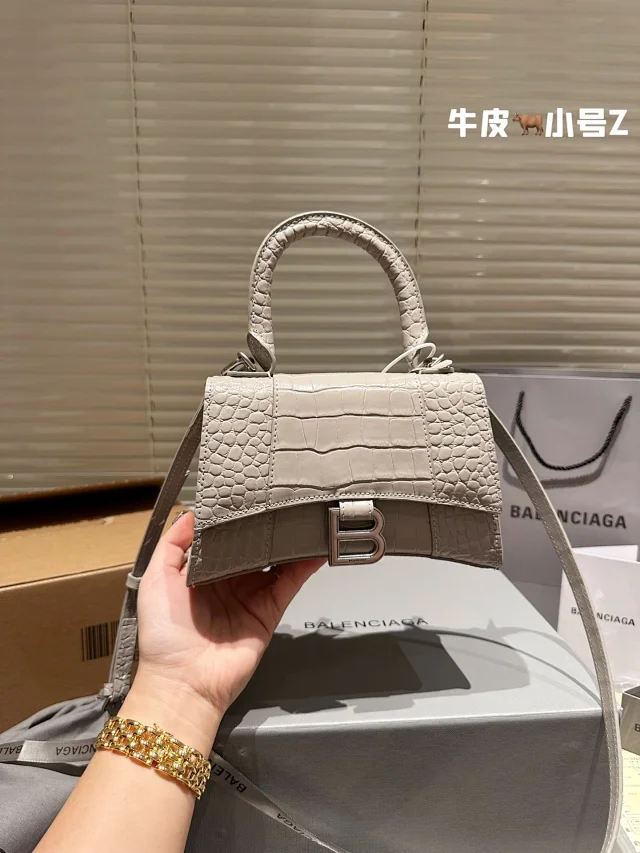 Balenciaga Handbags Hourglass crocodile-embossed top-handle bag product detail image 7