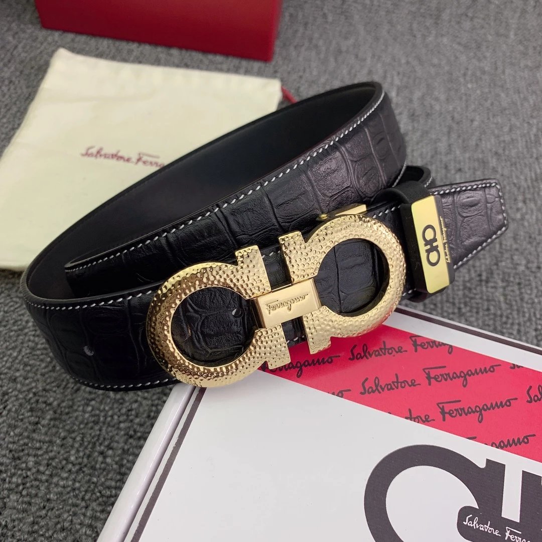 Salvatore Ferragamo Gancini Double G Buckle Tan Leather Belt - 9