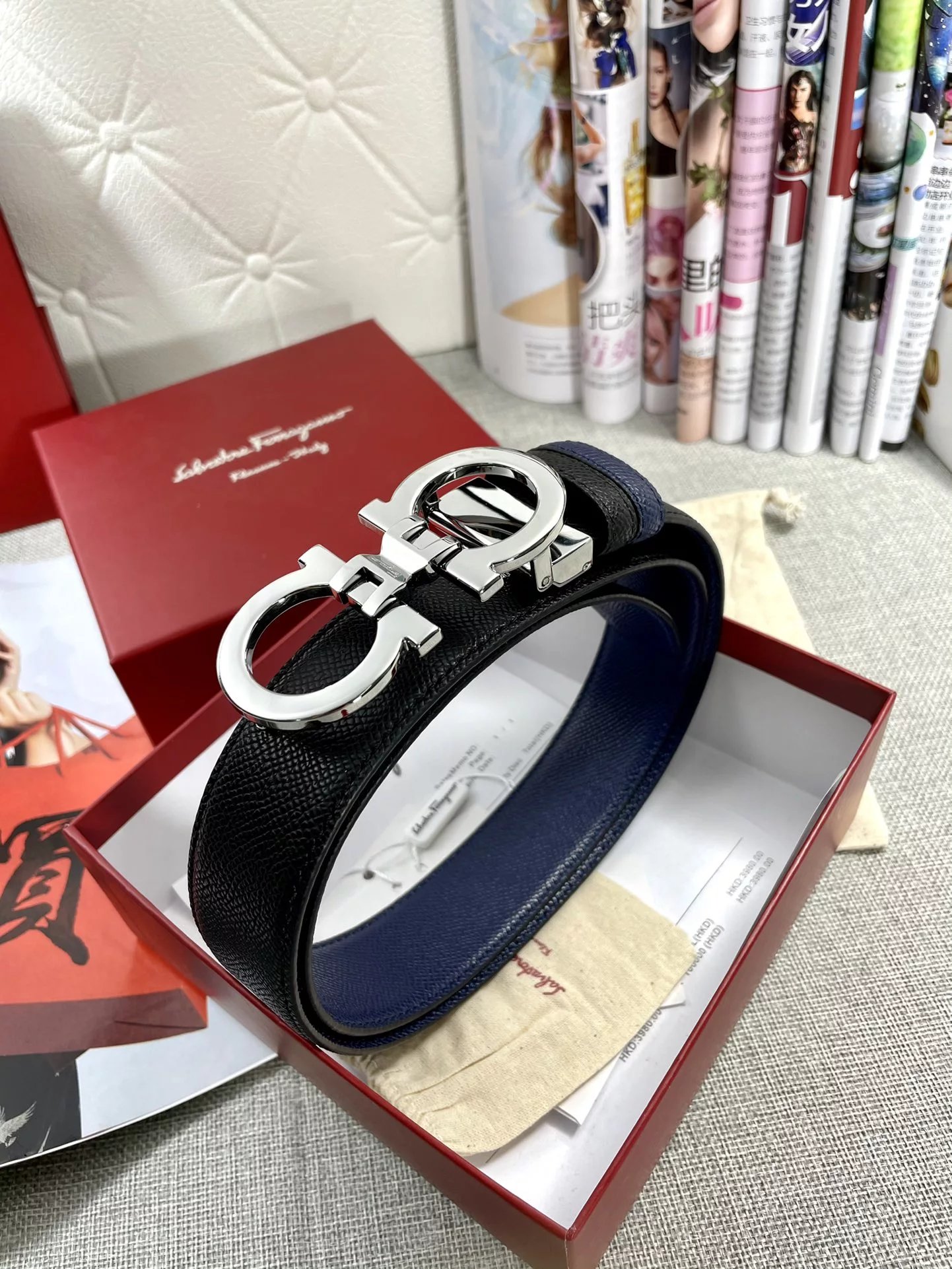 Salvatore Ferragamo Gancini Buckle Black Leather Belt - 8