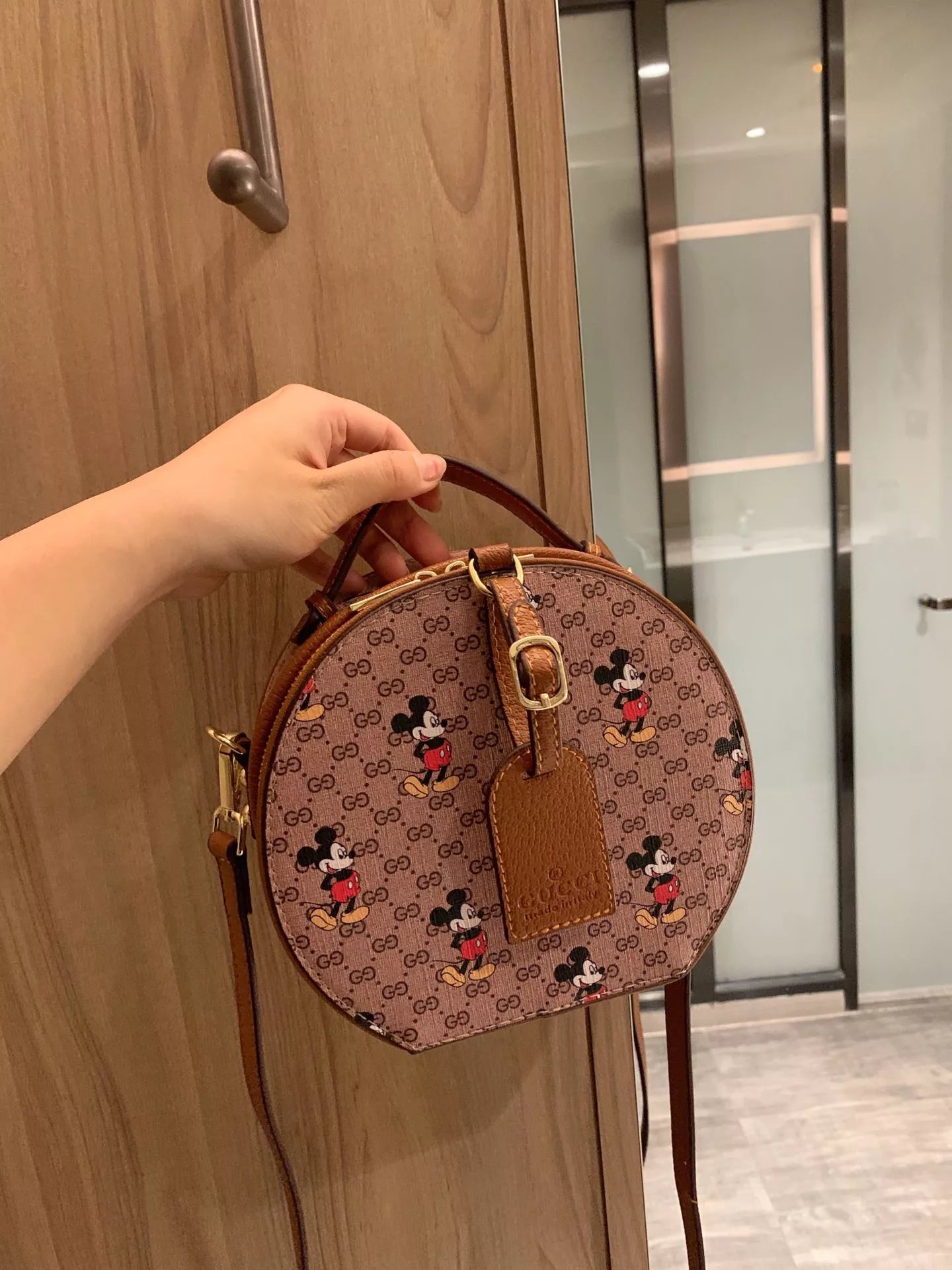 Gucci x Disney Mickey Mouse Round Shoulder Bag Brown - 12