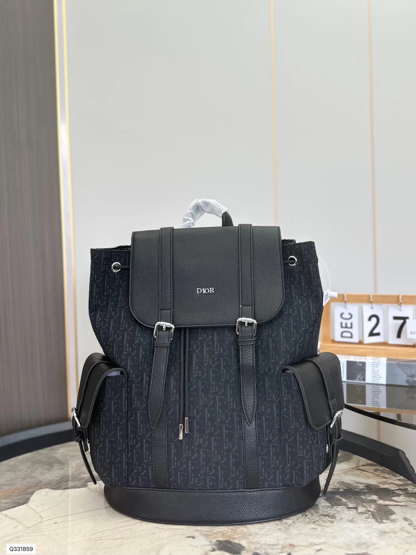 Dior Oblique Monogram Canvas Mini Backpack Beige Navy - 13