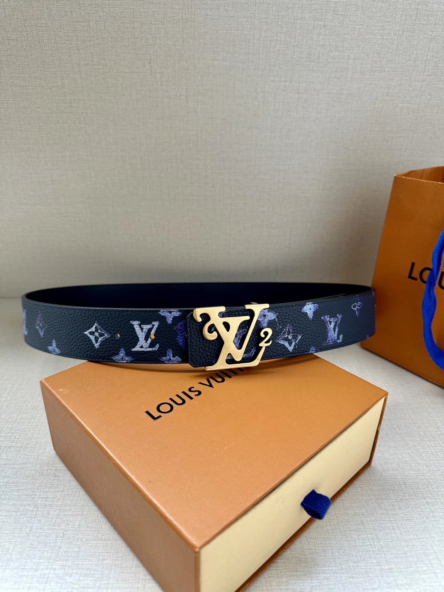 Louis Vuitton Reversible Monogram Belt Brown / Gold Leather Belt - 15