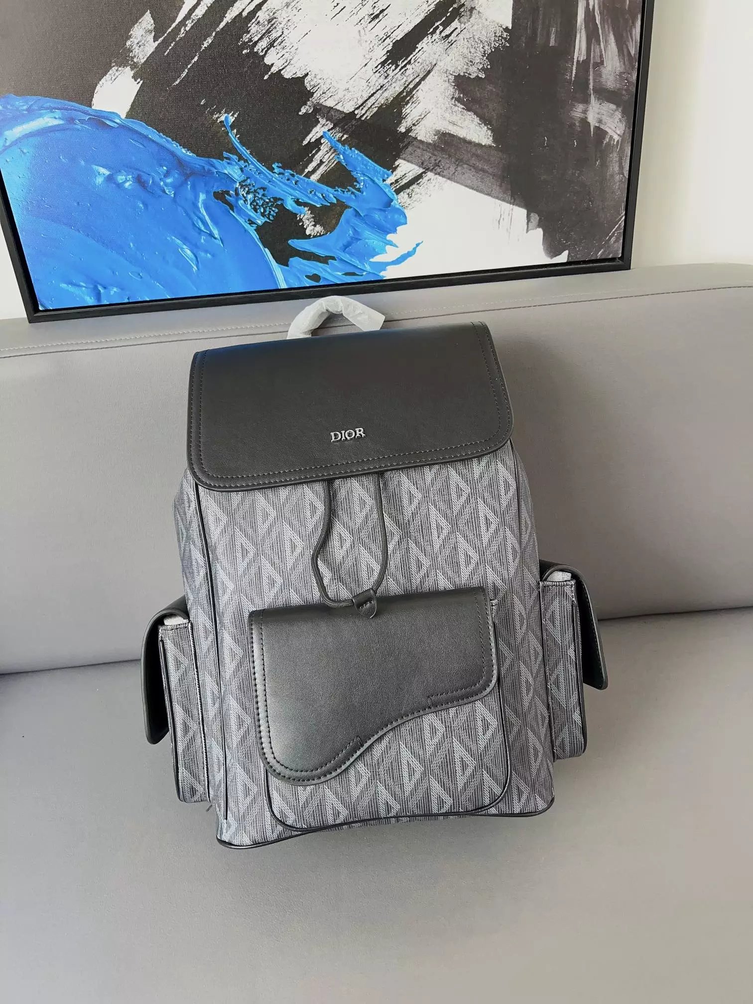 Dior Oblique Monogram Canvas Mini Backpack Beige Navy - 4