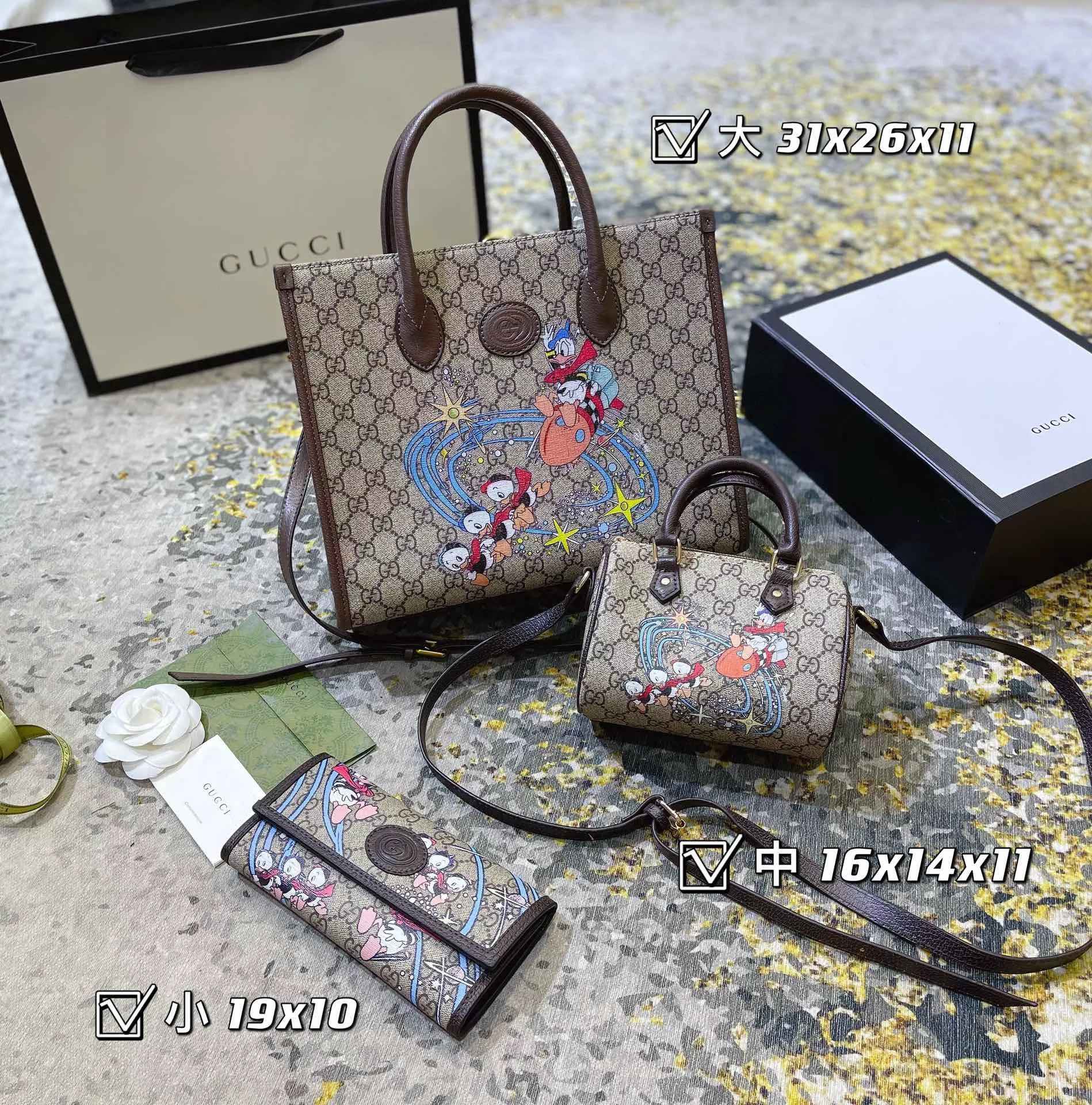 Gucci GG Marmont Mini Backpack and Wallet Set Beige Canvas with Red-Green Web - 8