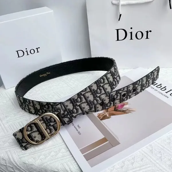 Dior Oblique Canvas Belt Black and Beige - 26