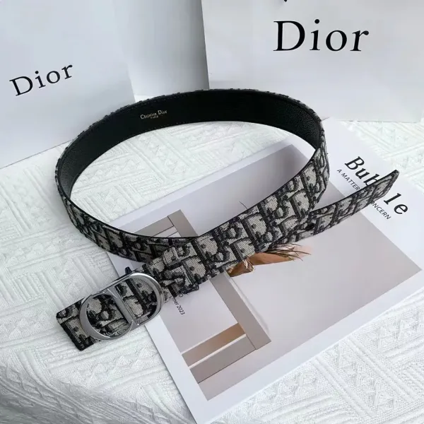 Dior Oblique Canvas Belt Black and Beige - 24