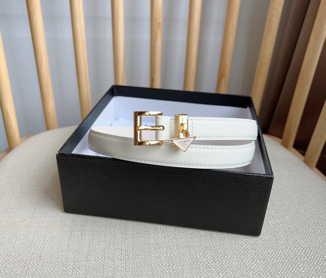 Prada Triangle Logo Saffiano Leather Belt Tan - 3