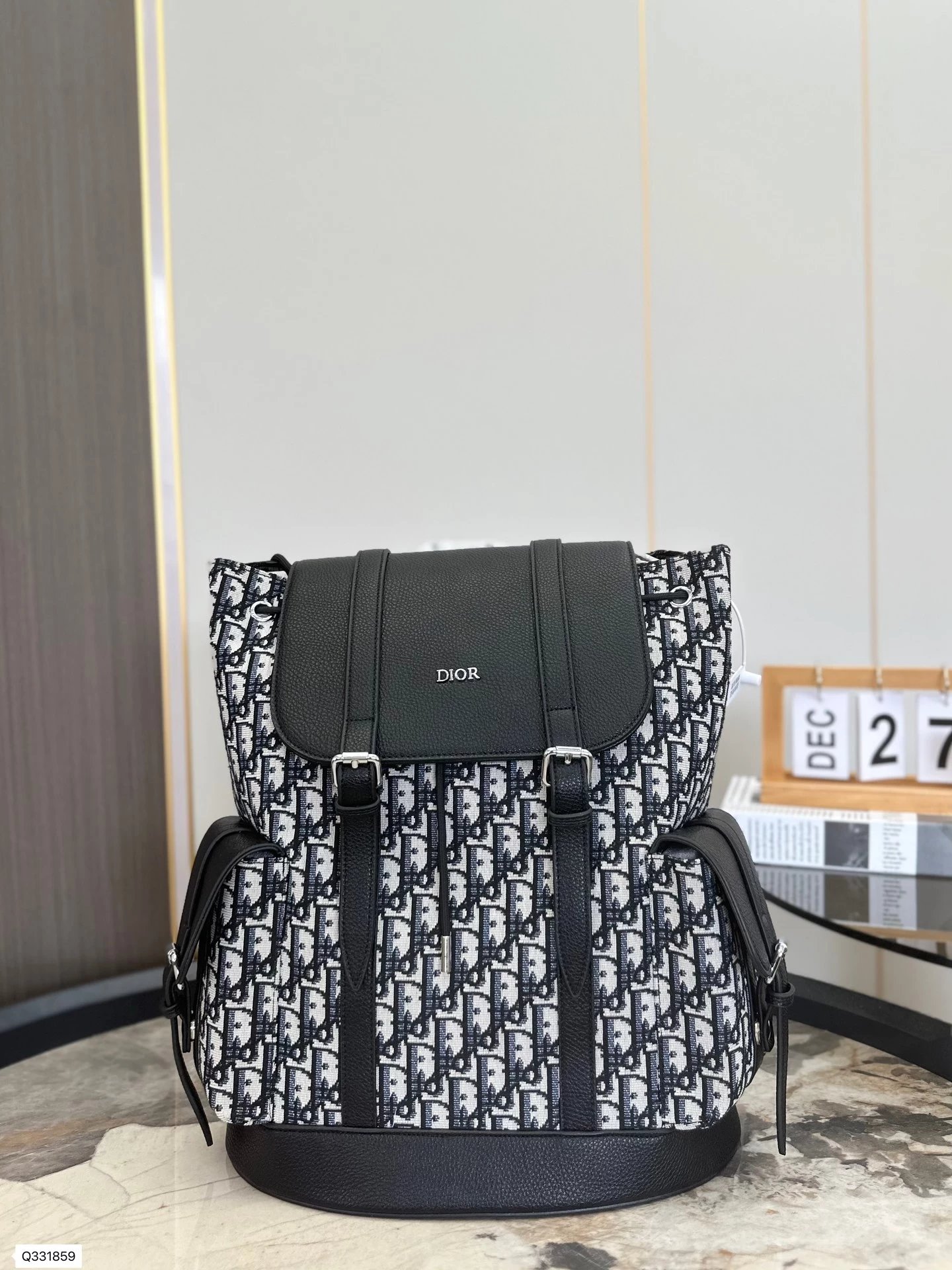 Dior Oblique Monogram Canvas Mini Backpack Beige Navy - 14