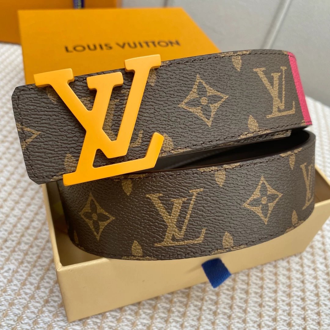 Louis Vuitton Reversible Monogram Belt Brown / Gold Leather Belt - 11