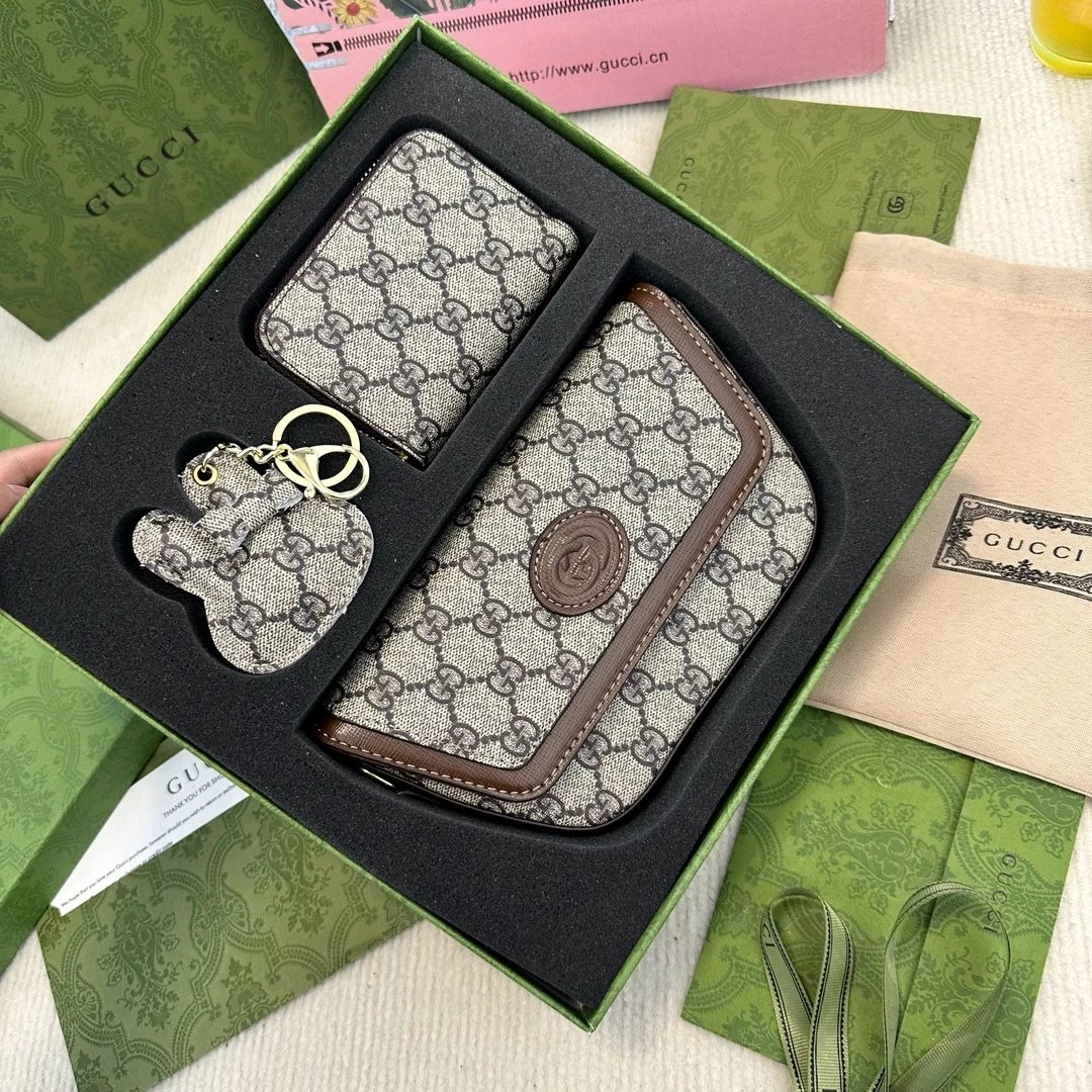 Gucci GG Marmont Mini Backpack and Wallet Set Beige Canvas with Red-Green Web - 11