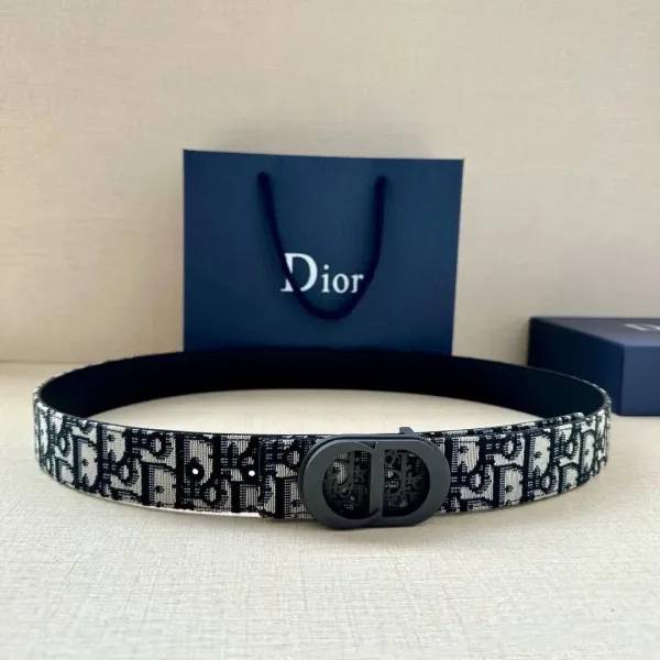 Dior Oblique Canvas Belt Black and Beige - 14