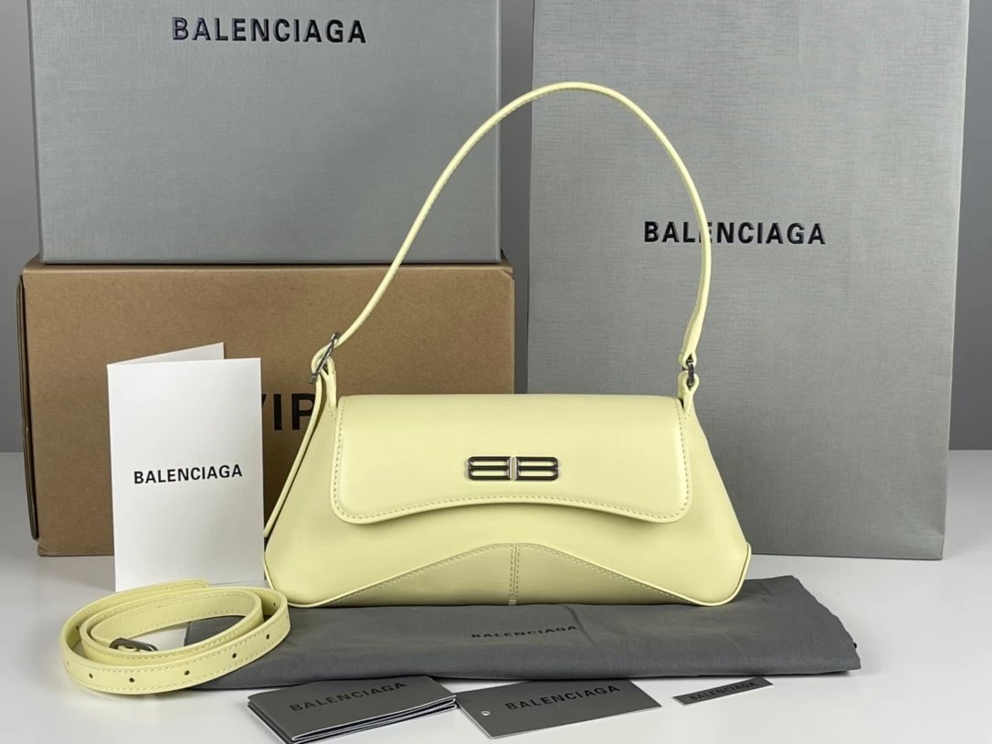 Balenciaga Hourglass Crumpled Leather Black Duffle Bag - 5