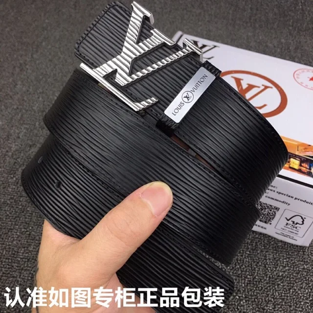 Louis Vuitton Belts LV Initial Buckle Textured Belt product detail image 3