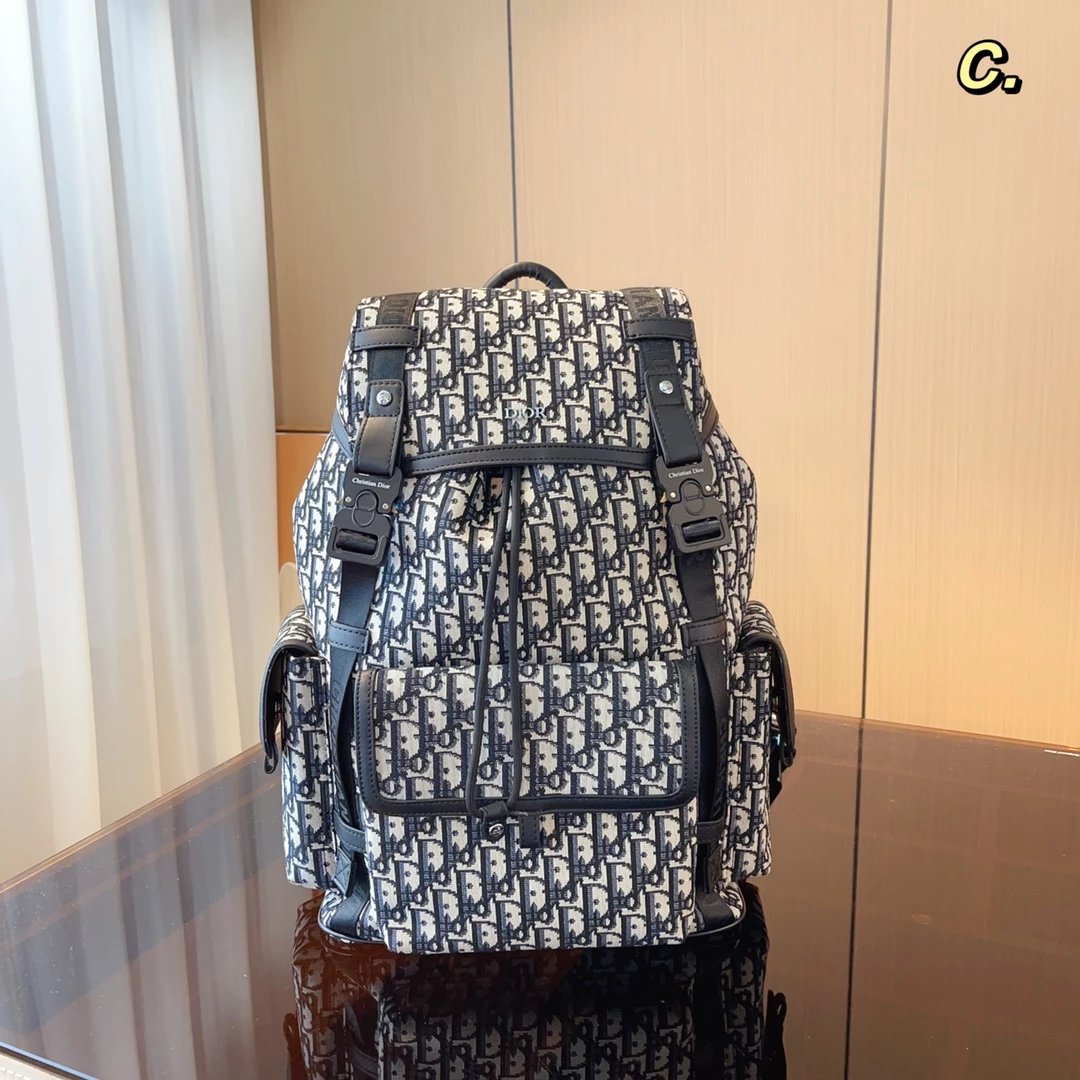 Dior Oblique Monogram Canvas Mini Backpack Beige Navy - 5