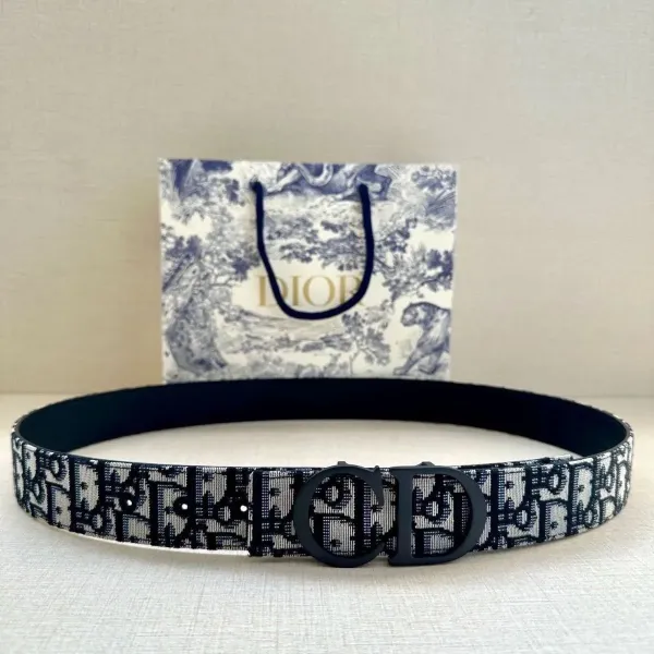Dior Oblique Canvas Belt Black and Beige - 20