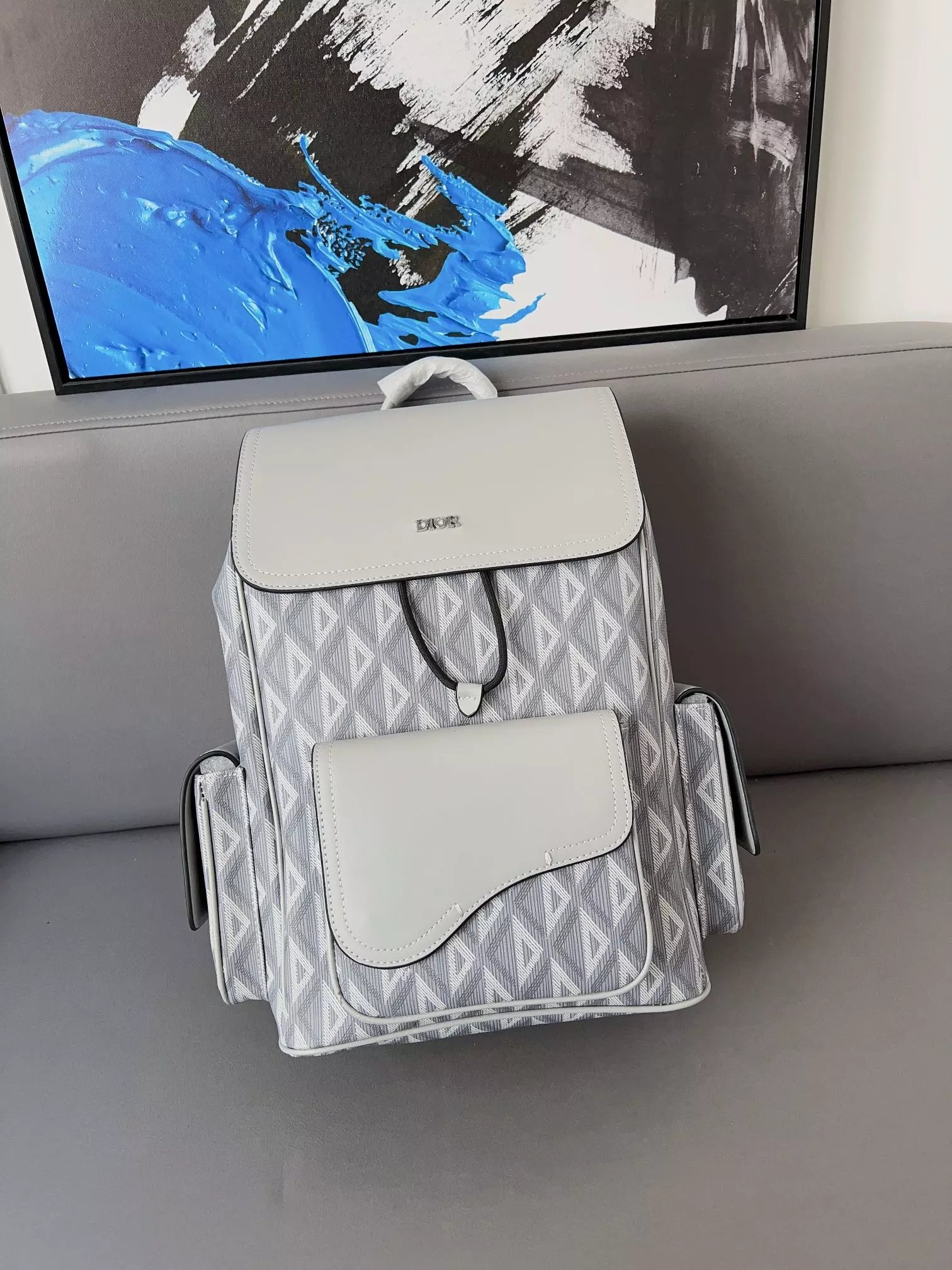 Dior Oblique Monogram Canvas Mini Backpack Beige Navy - 3