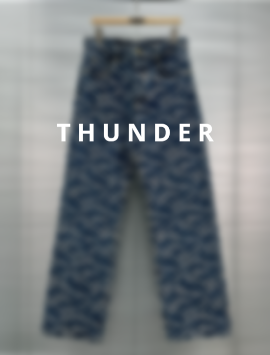 Floating Yarn Jacquard Straight-Leg Denim Pants