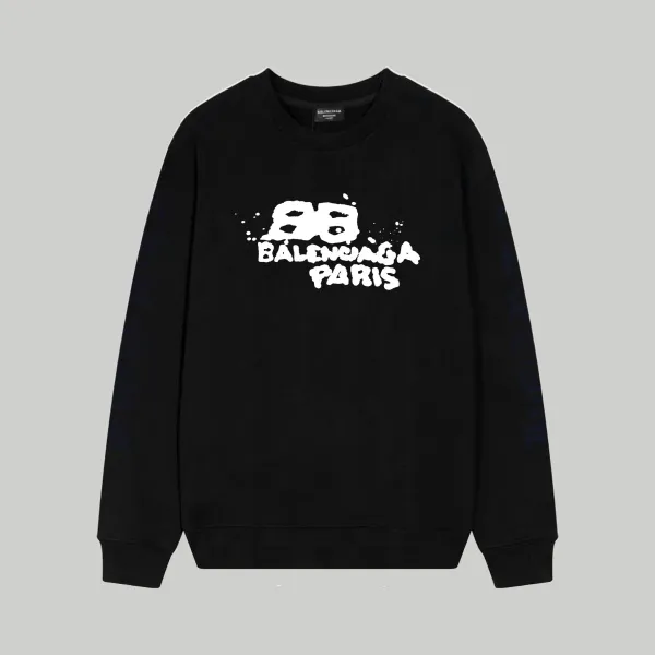 Balenciaga BB Logo Print Black Hoodie - 28