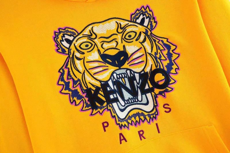 Kenzo Tiger Embroidered White Hoodie - 24