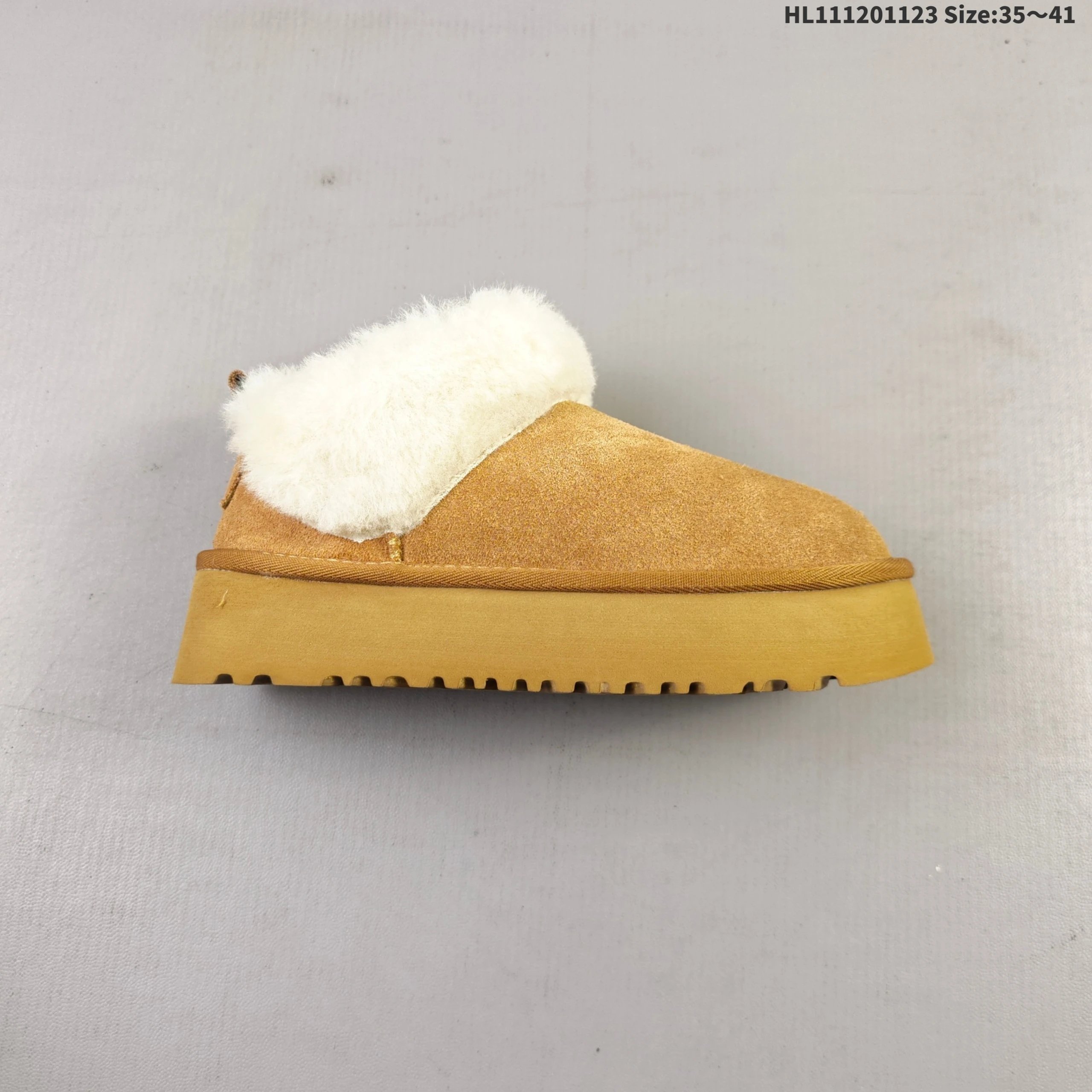 UGG Fluff Platform Slipper Beige Suede
