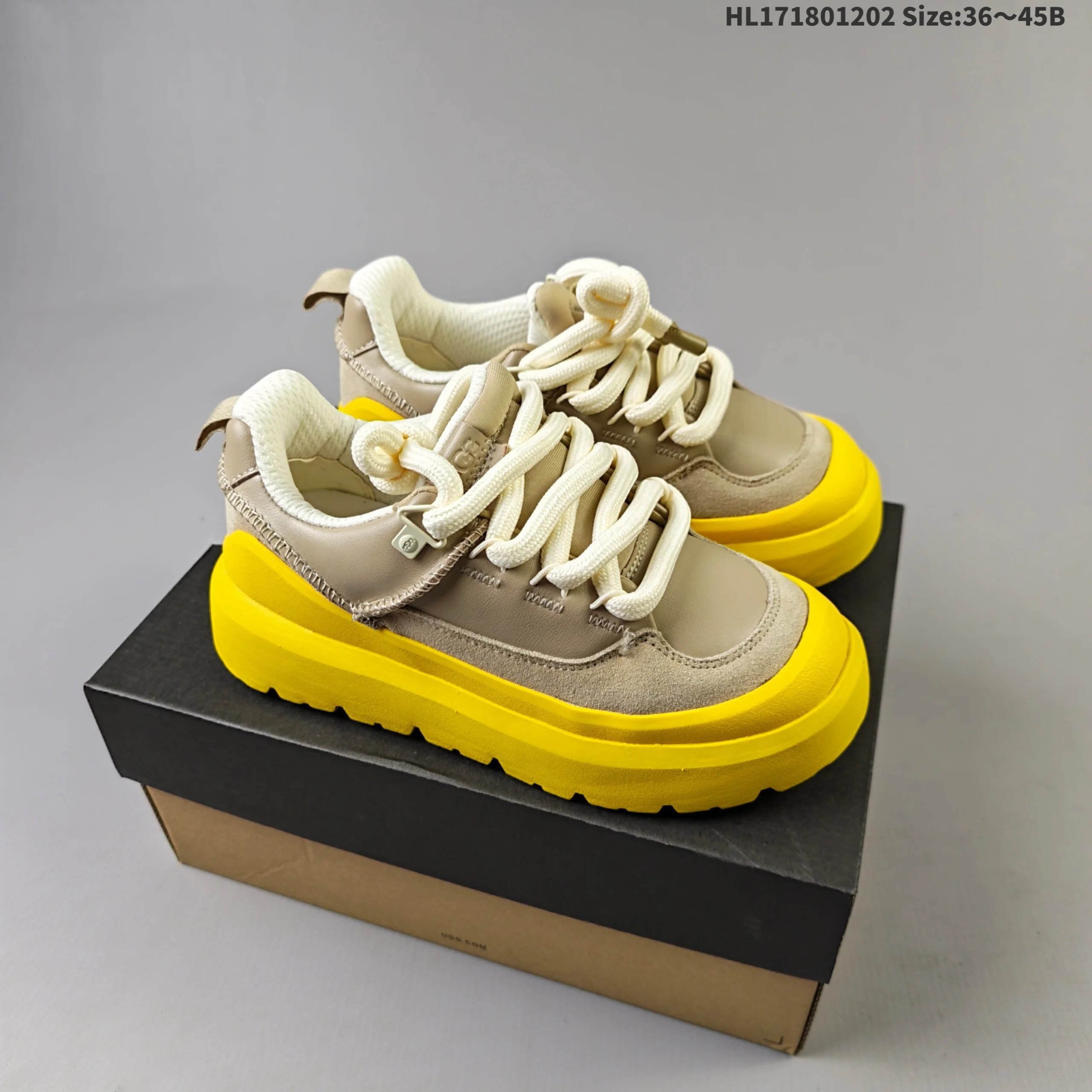 Design Chunky Platform Sneakers Beige Yellow Sneakers