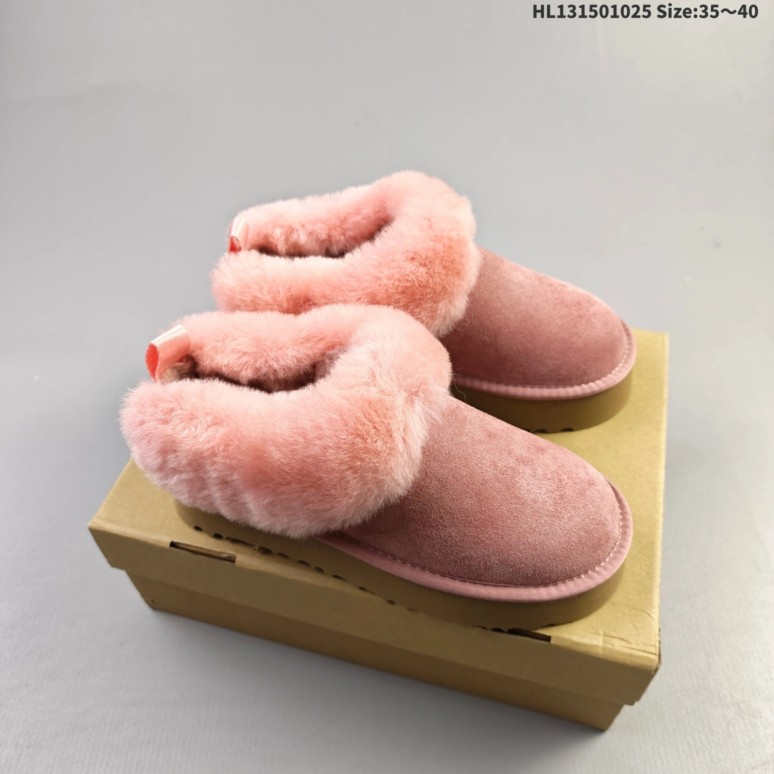 UGG Classic Mini Fluff Pink Suede Slippers